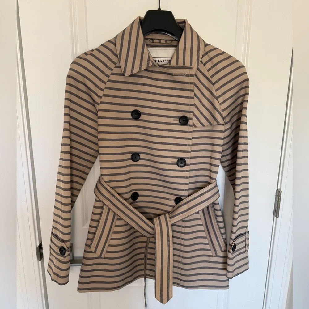 Coach Factory Stripe Short Trench - Picture 1 of 13